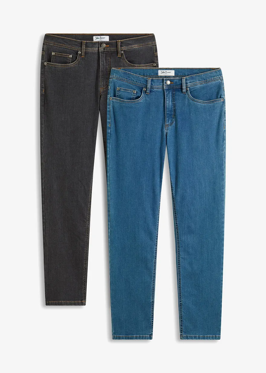 Regular Fit Stretch-Jeans, Straight (2er Pack)