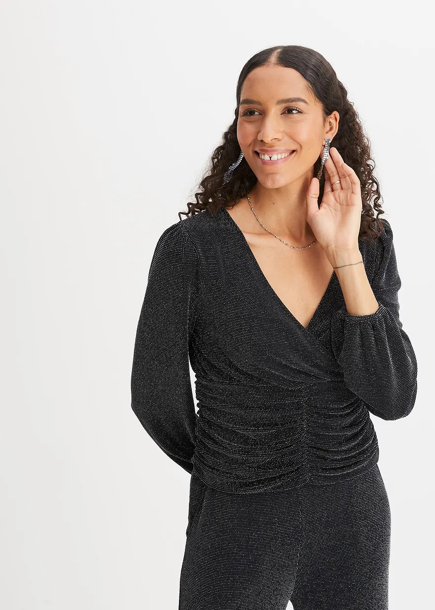Langarmshirt mit Glitzer-Effekt