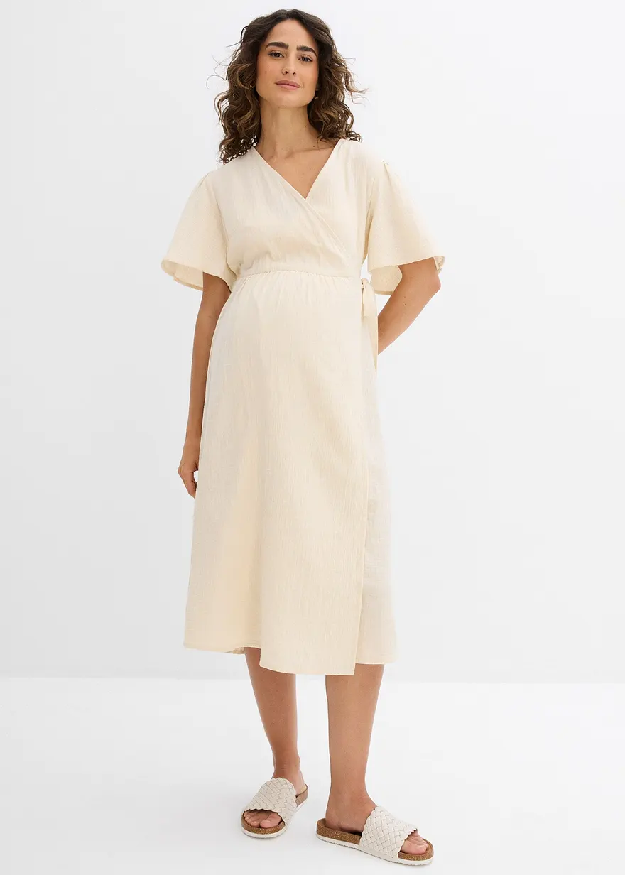 2-in-1 Umstands- und Stillkleid aus Baumwoll-Musselin