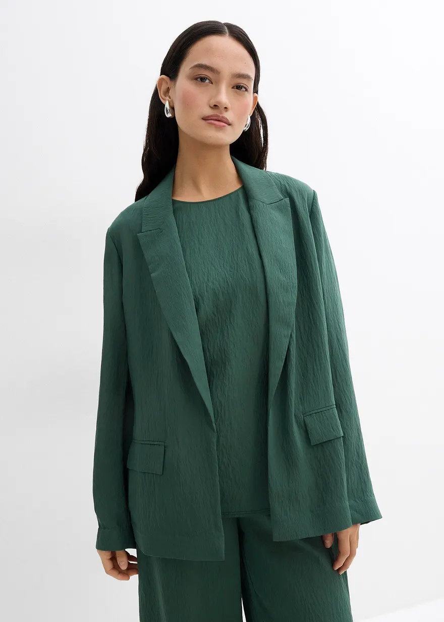 Blazer aus aus strukturiertem Crinkle-Viskose-Mix