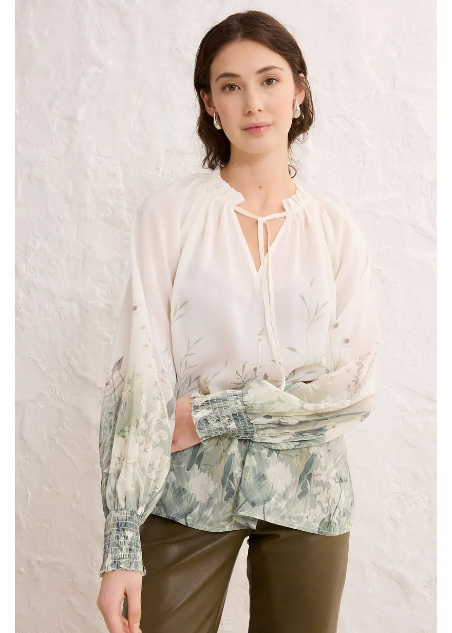 Bluse mit Seidenanteil