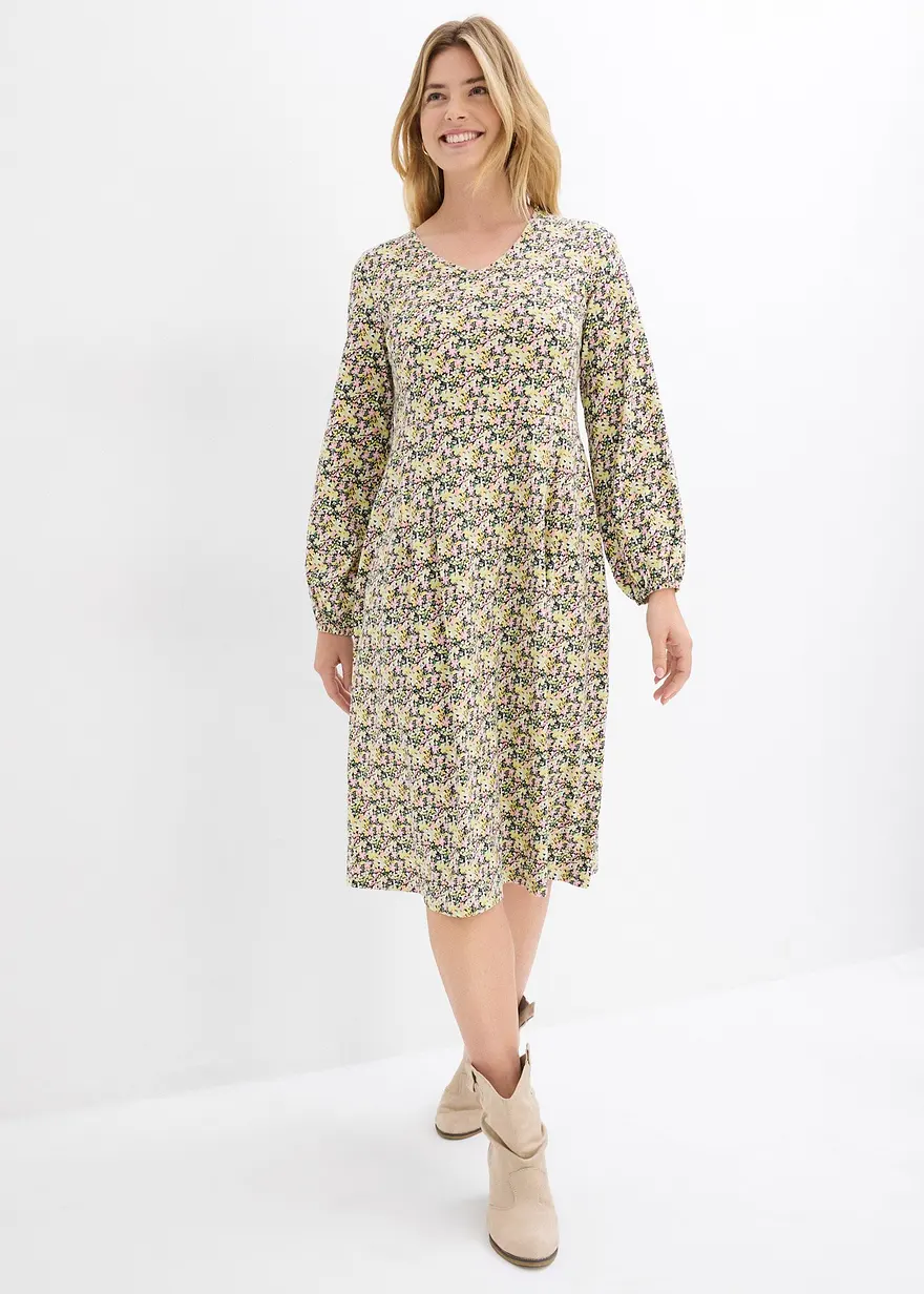Baumwoll-Jerseykleid, Midilänge