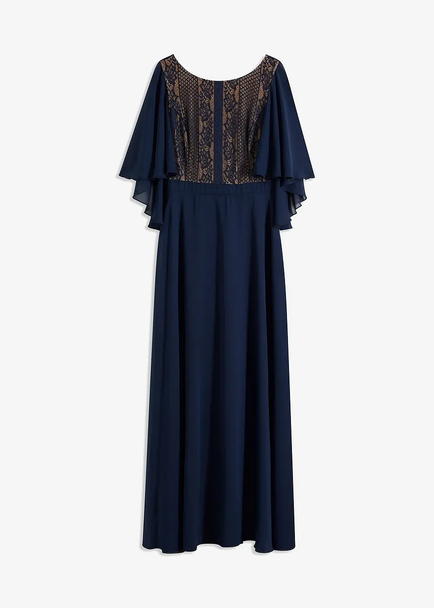 Chiffonkleid mit Spitze und Cape