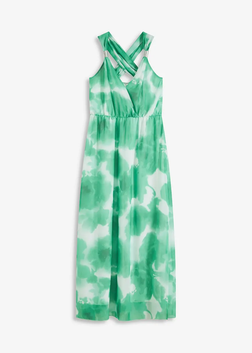 Chiffonkleid mit Trägern und Accessoire-Dekor