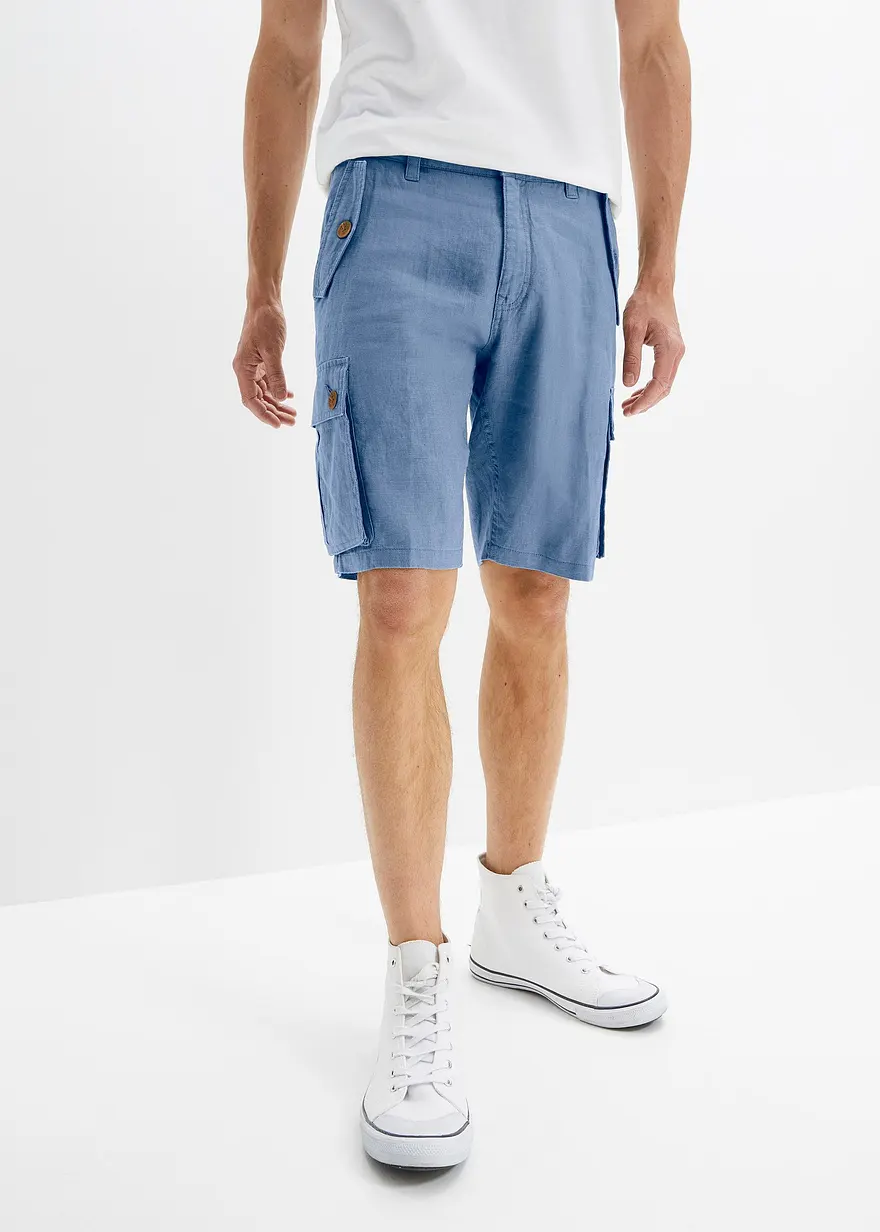 Cargo-Bermuda aus Leinen, Loose Fit