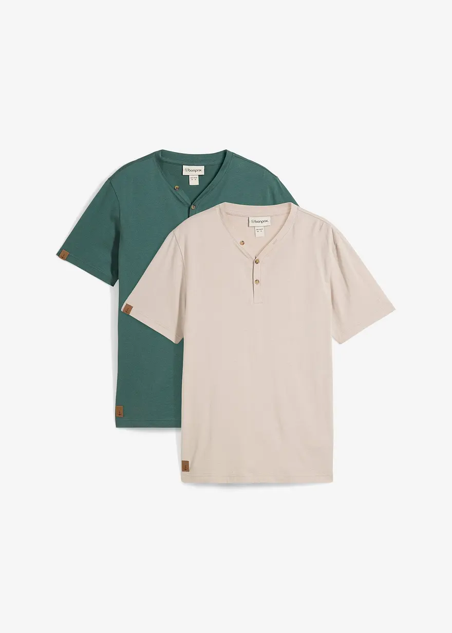 Henleyshirt (2er Pack) aus reiner Bio-Baumwolle