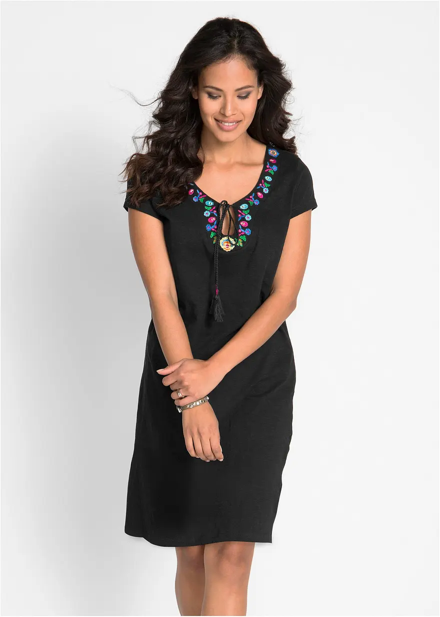 Flammgarn-Jerseykleid aus reiner Baumwolle