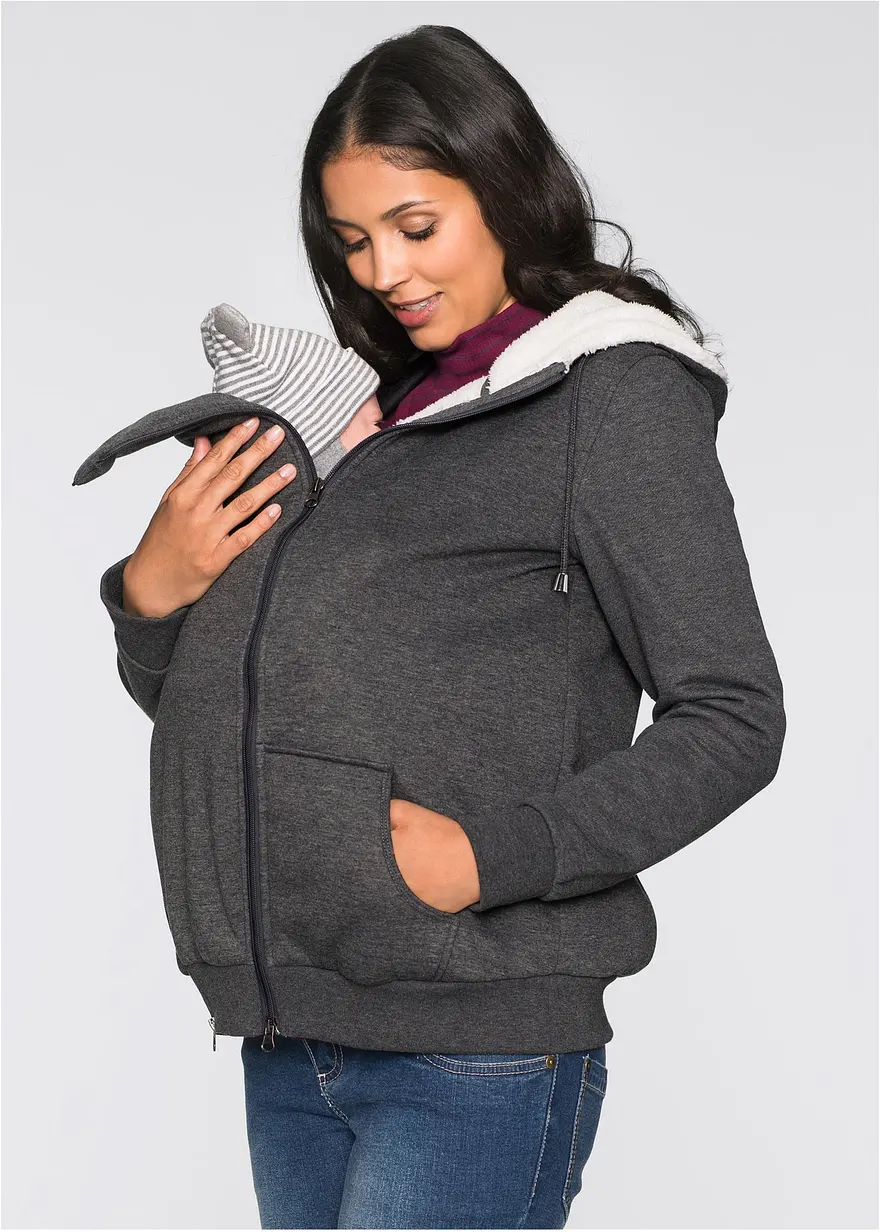 Umstands-Sweatjacke mit Baby-Einsatz und flauschiger Innenseite