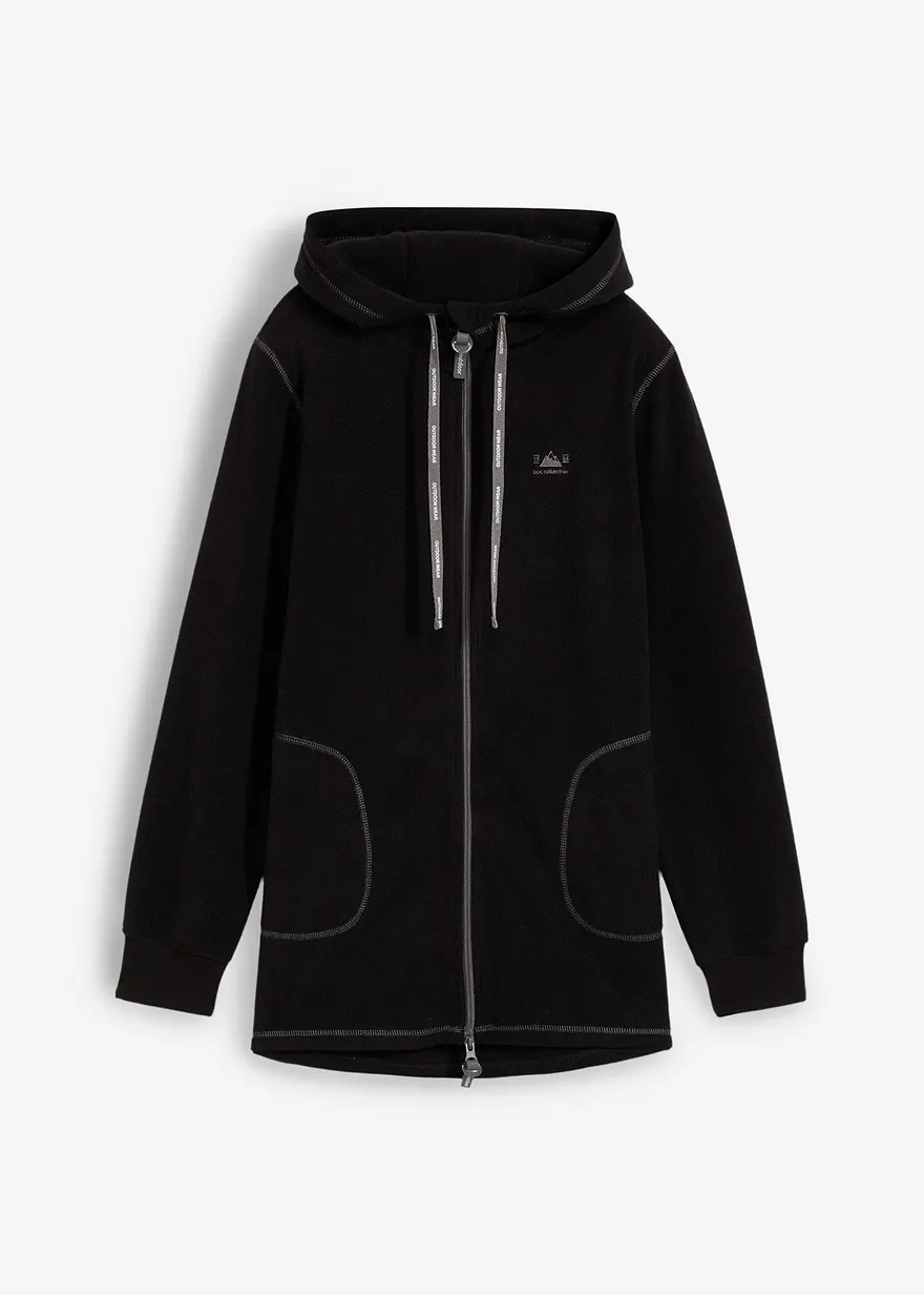 Long-Fleecejacke mit Reißverschluss-Taschen