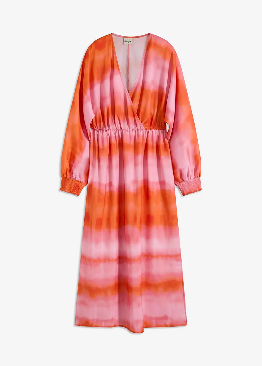 Satin-Midikleid mit Batik-Print