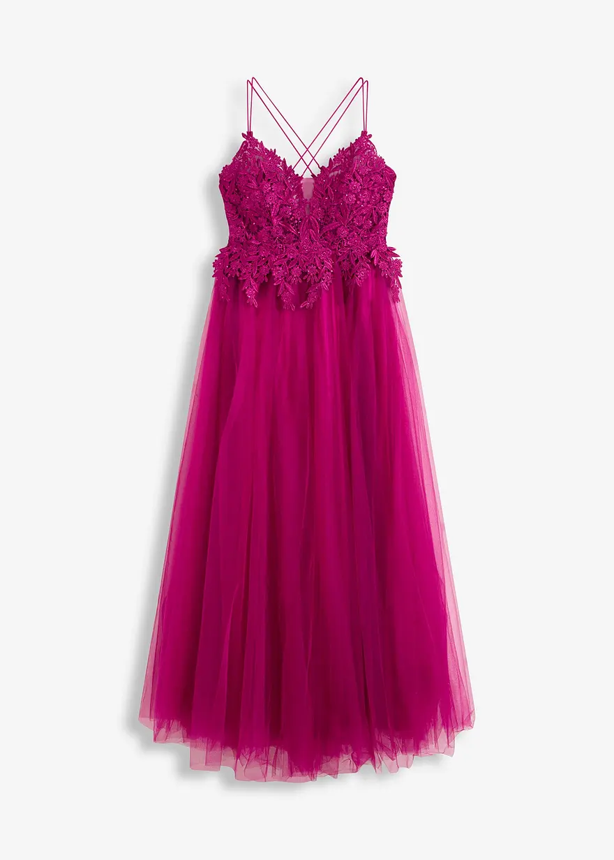 Maxikleid aus zartem Tüll mit Spitze