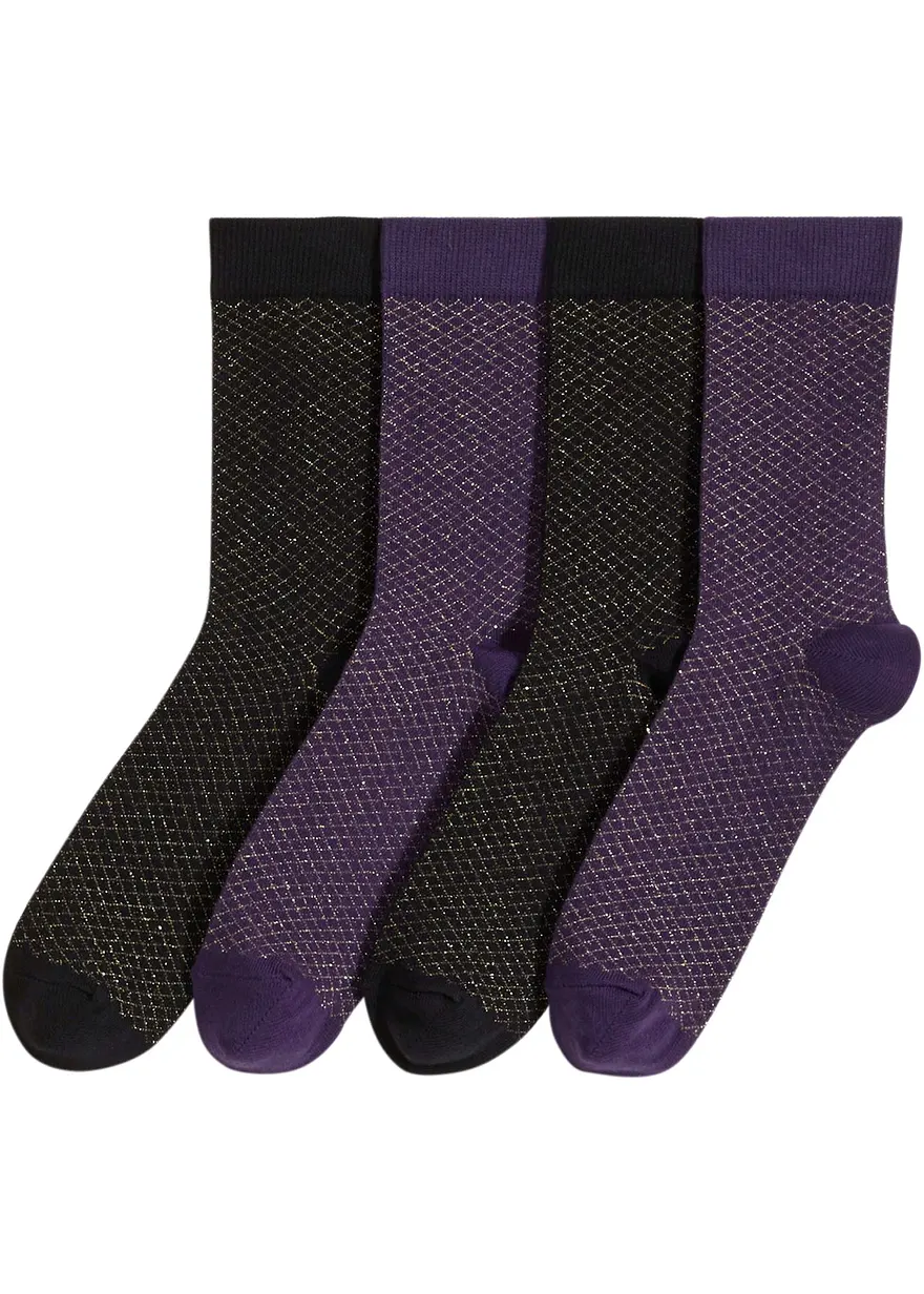 Socken mit Glitzergarn mit Bio-Baumwolle (4er Pack)