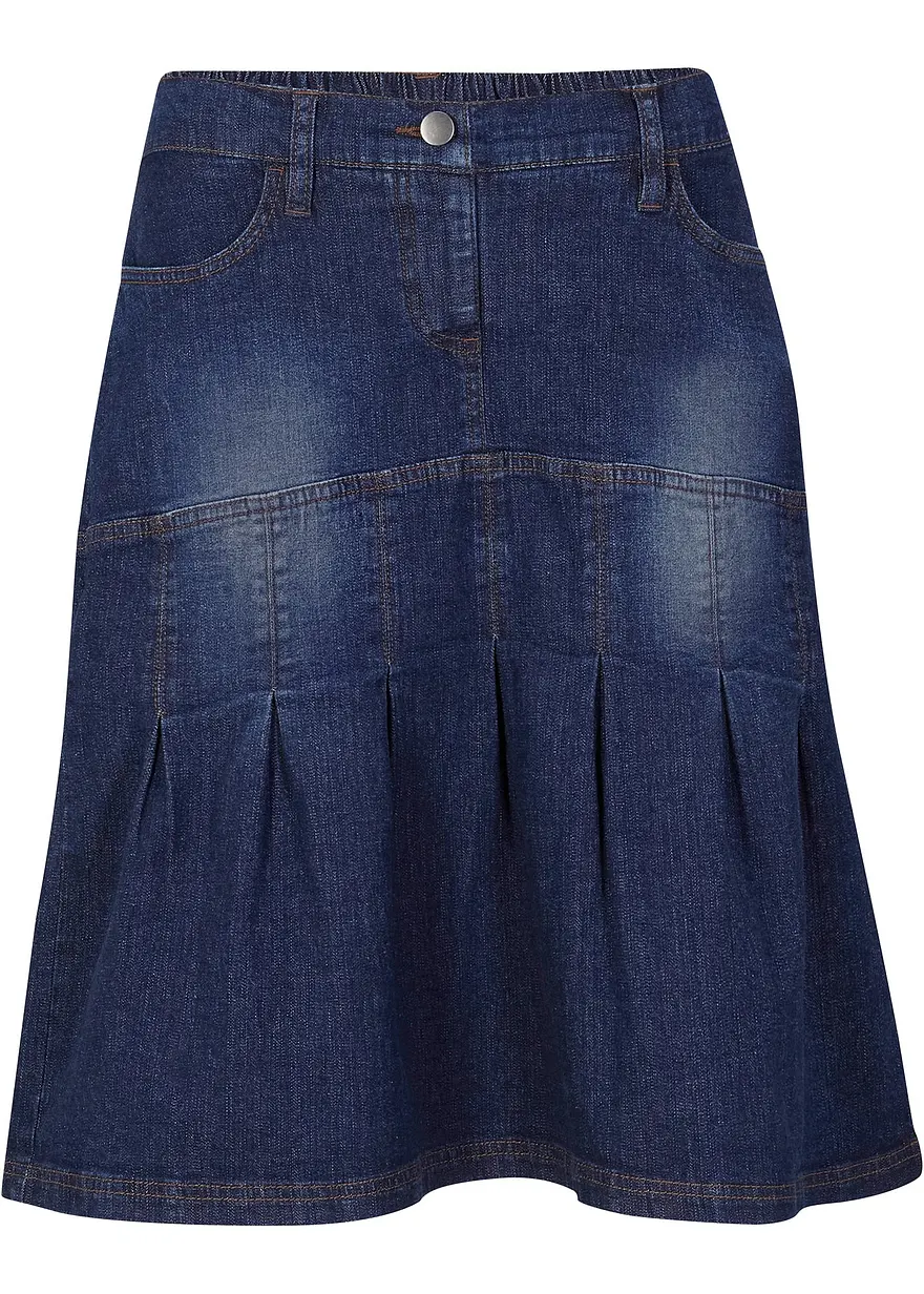 Jeansrock mit Biesen und Bequembund, A-Linie