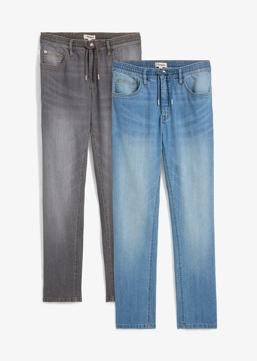Leichte Regular Fit Stretch-Jeans, Straight (2er Pack)