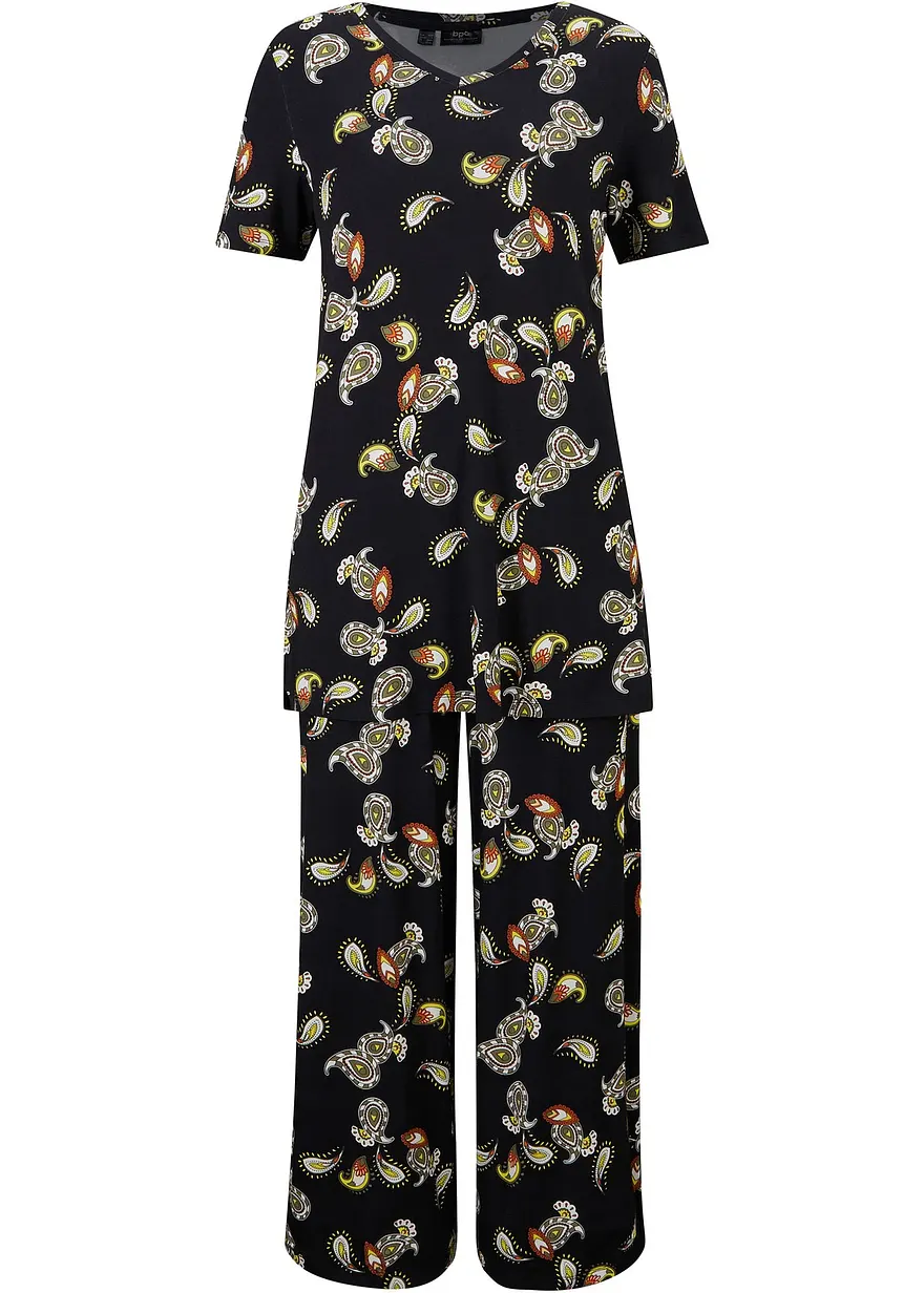 Shirt und Culotte aus fließendem Viskose-Mix, (2-tlg.Set)