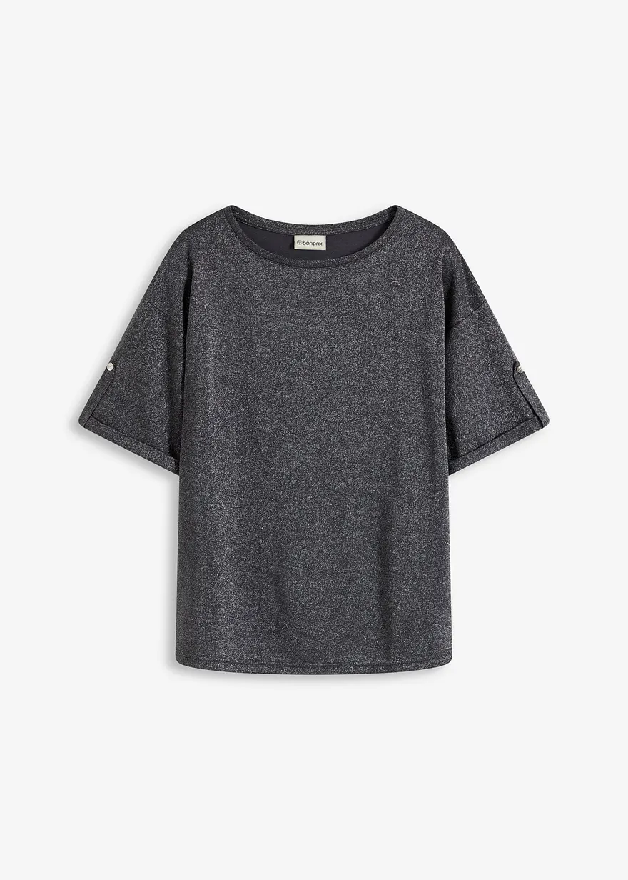 Glitzer Viskose-Shirt mit Glanzdruck