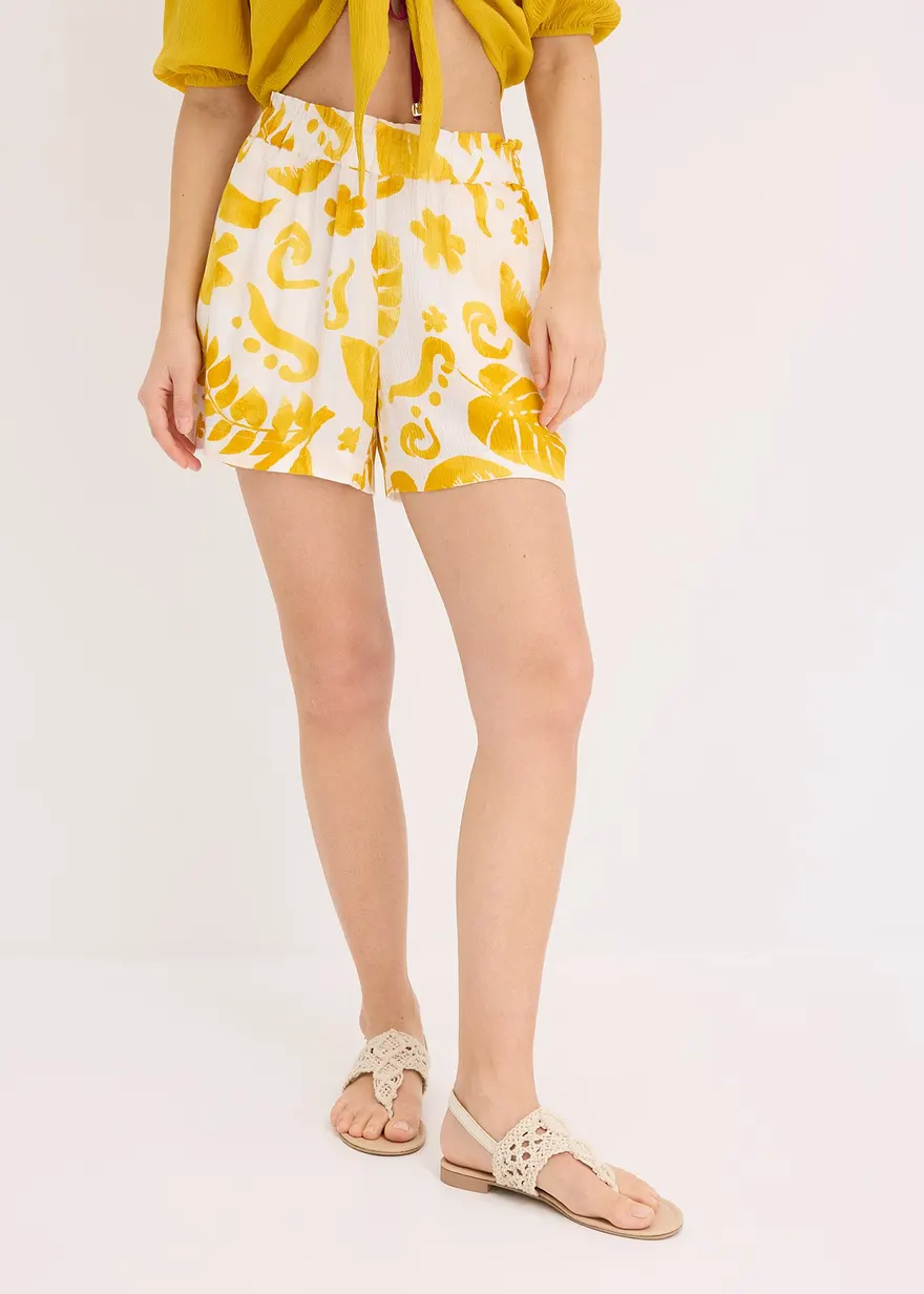 bedruckte Shorts aus strukturierter Viskose