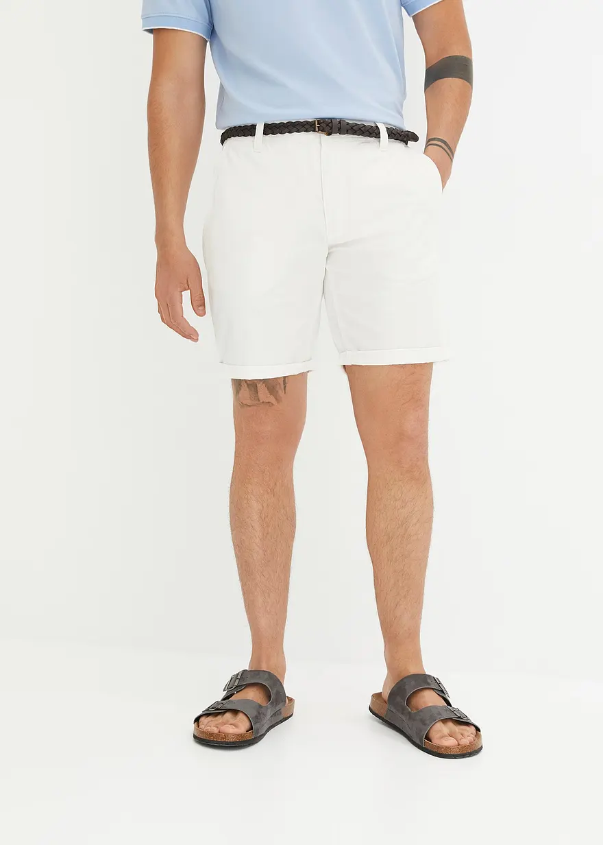 Chino-Bermuda mit Gürtel, Regular Fit