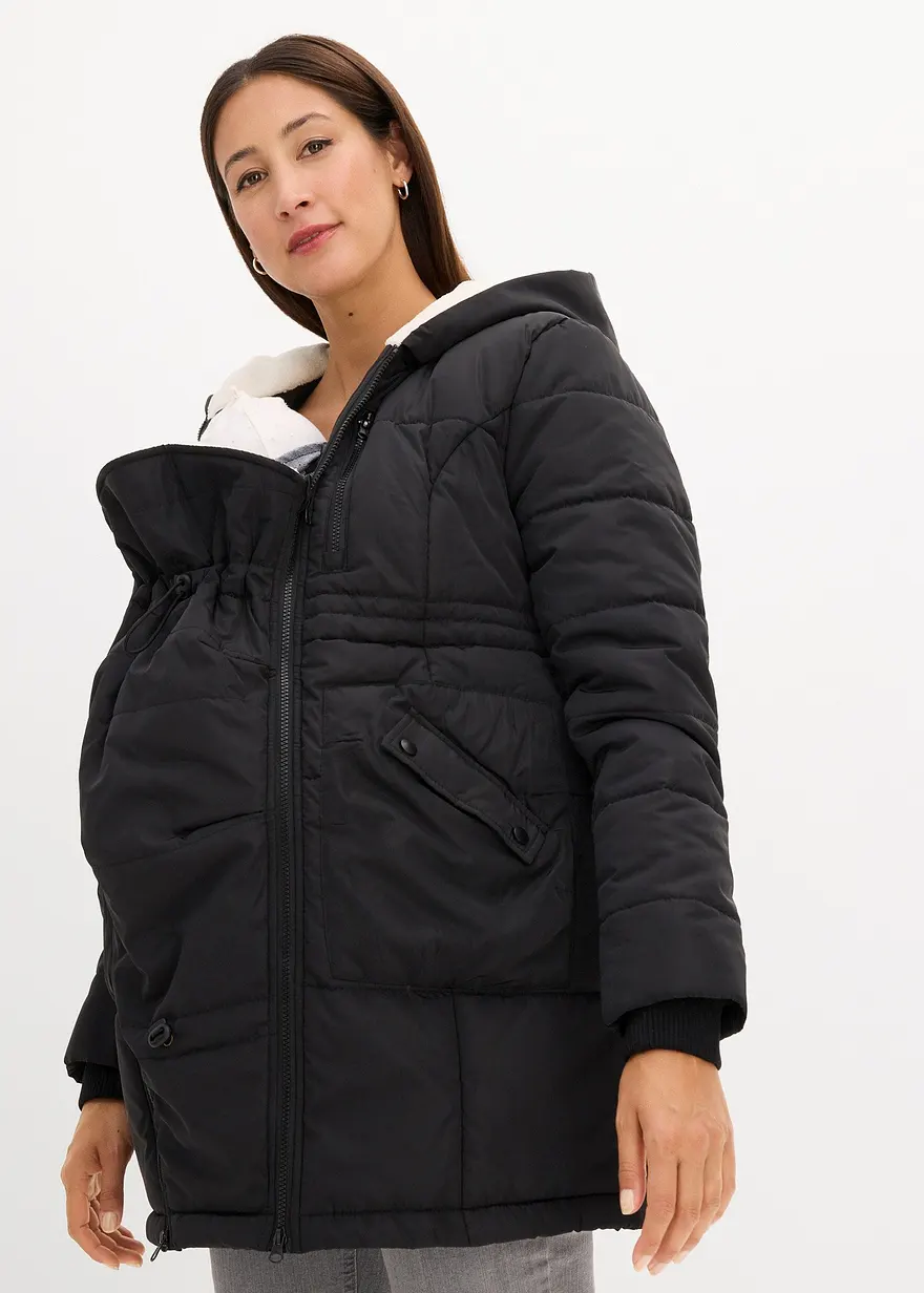 Gefütterte Umstandsjacke mit Baby-Einsatz