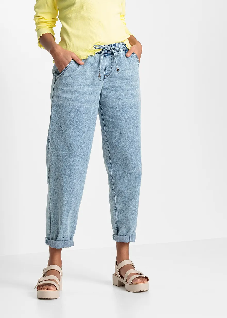 Barrel-Jeans, Mid Waist, Bequembund