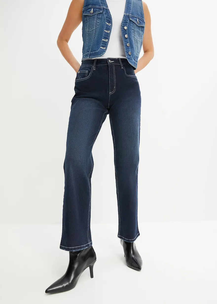 Straight-Jeans, High Waist, Stretch