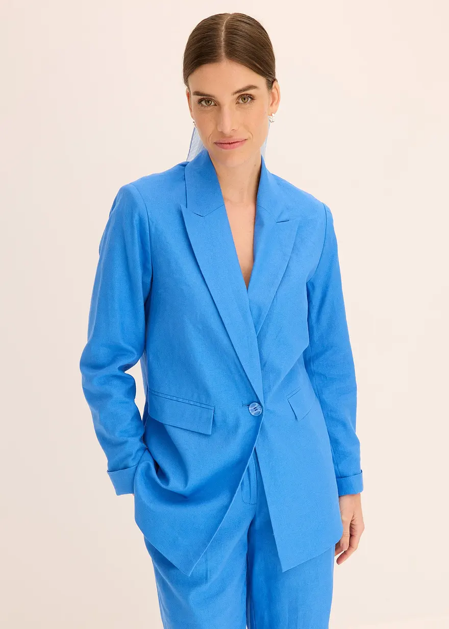 Leinen-Blazer mit breitem Revers