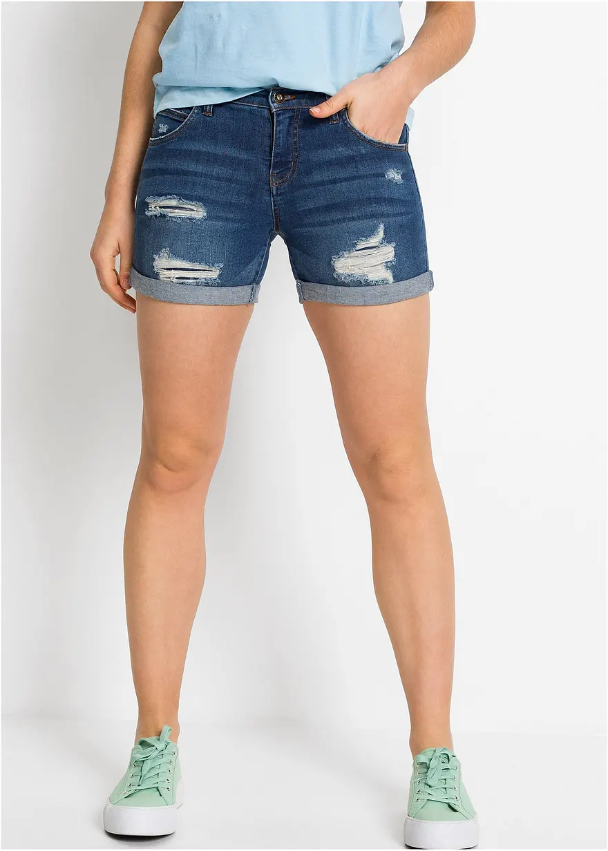 Jeansshorts Mid Waist mit Destroy- Effekten