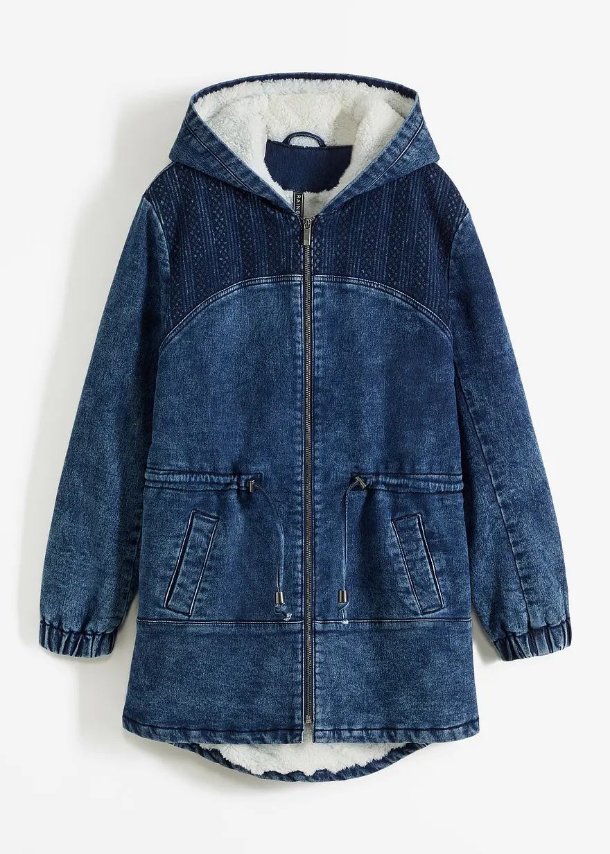 Jeans-Parka mit Teddyfell