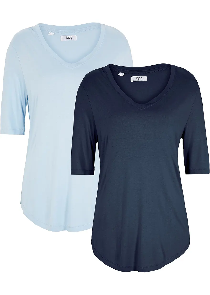 Longshirt aus softer Viskose, 2er-Pack