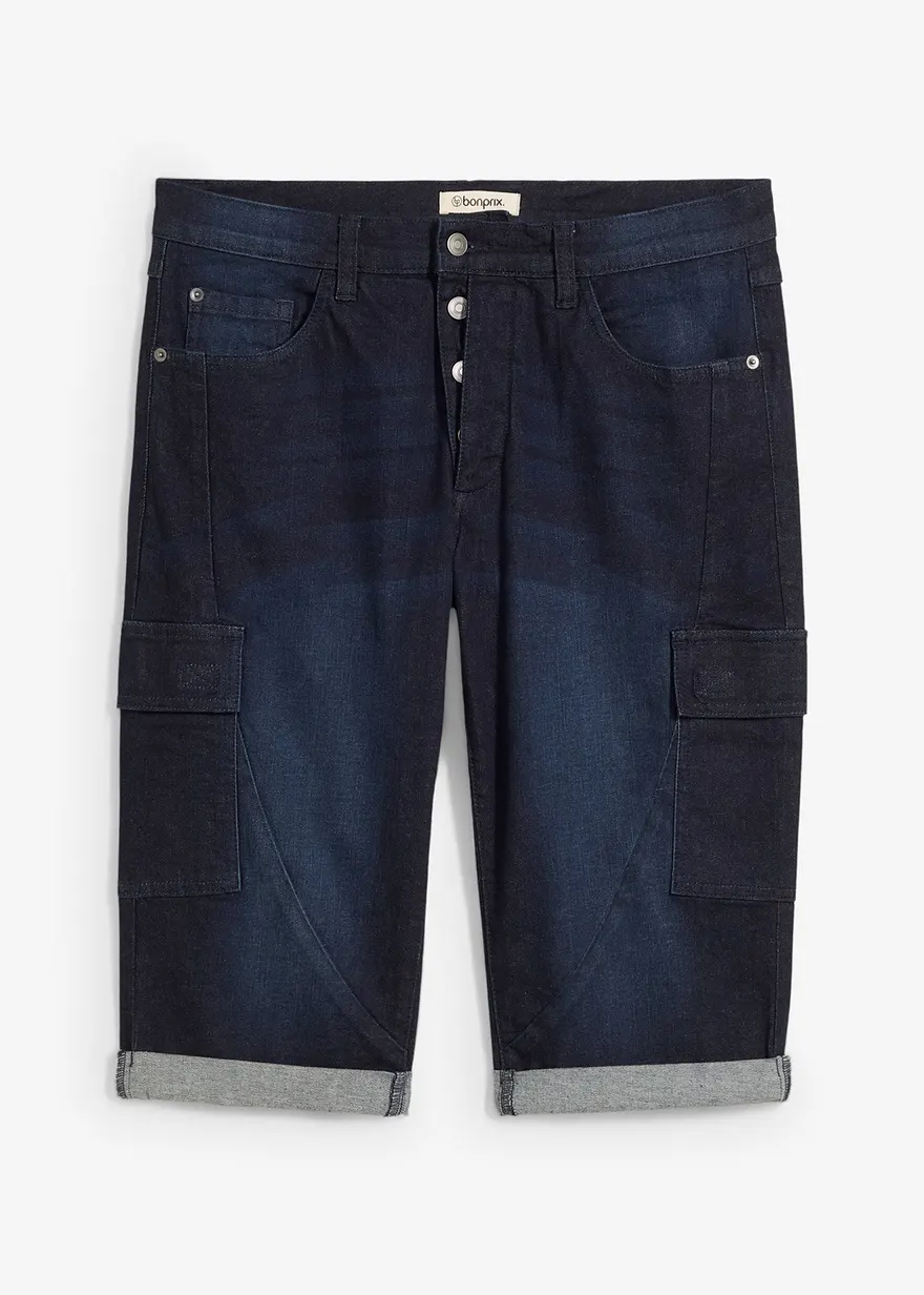 Stretch-Jeans-Cargobermuda, Regular Fit