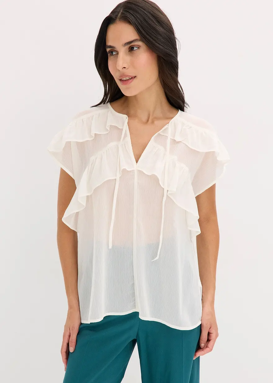 Chiffonbluse mit Volants