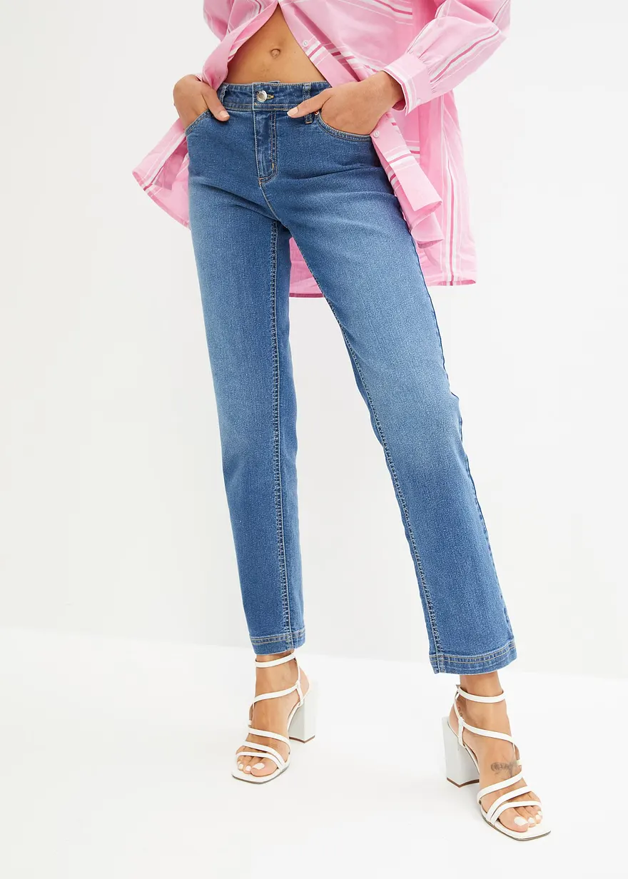 Straight Jeans Mid Waist, Stretch