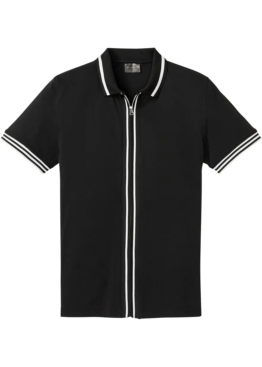 Piqué-Poloshirt mit Reißverschluss aus reiner Baumwolle