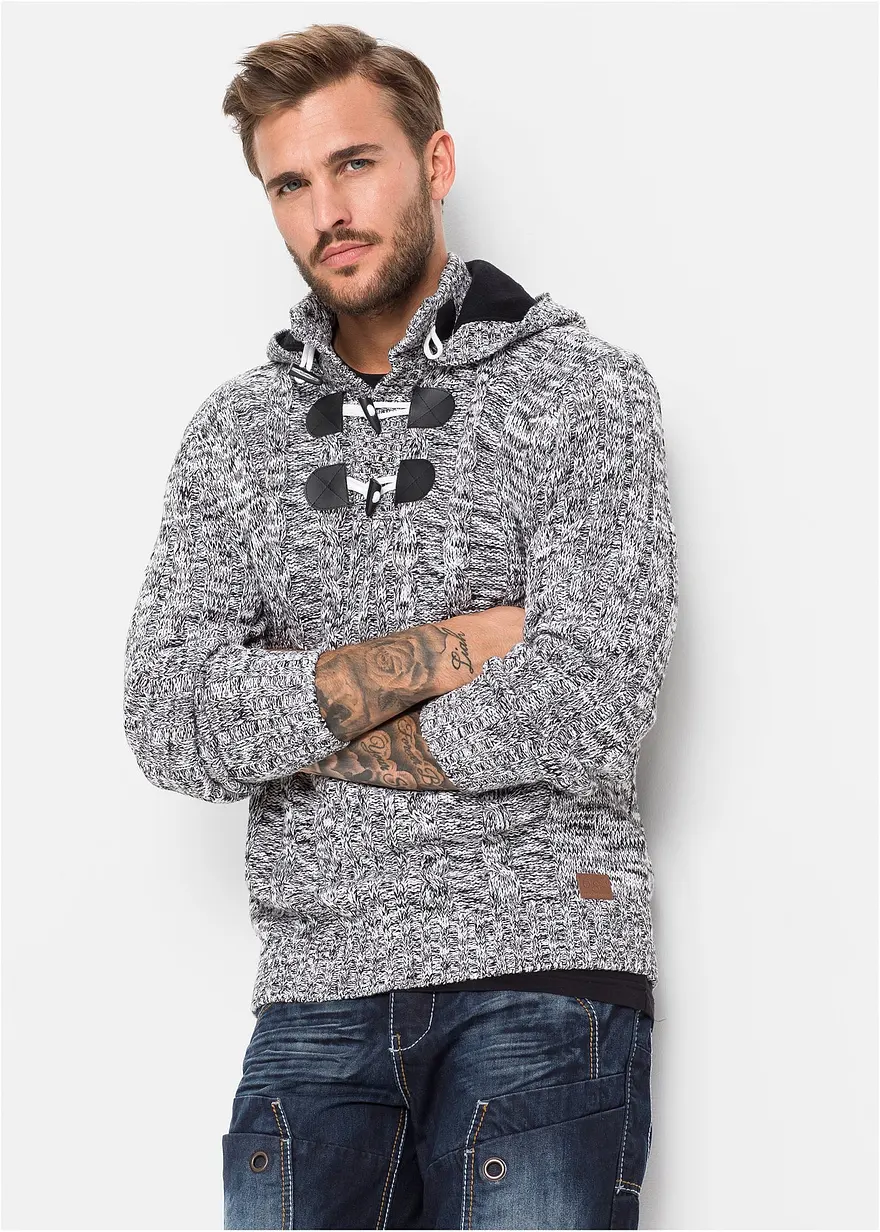 Grobstrick-Kapuzenpullover mit Baumwolle