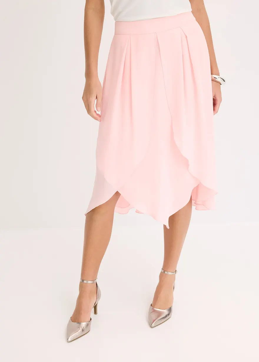 Midirock mit Ruffle und Chiffon