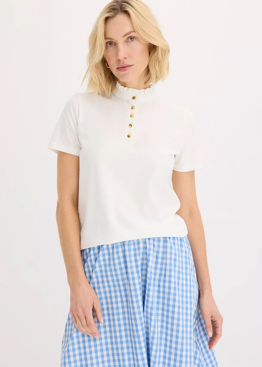Shirt aus Baumwolle mit Rüschen