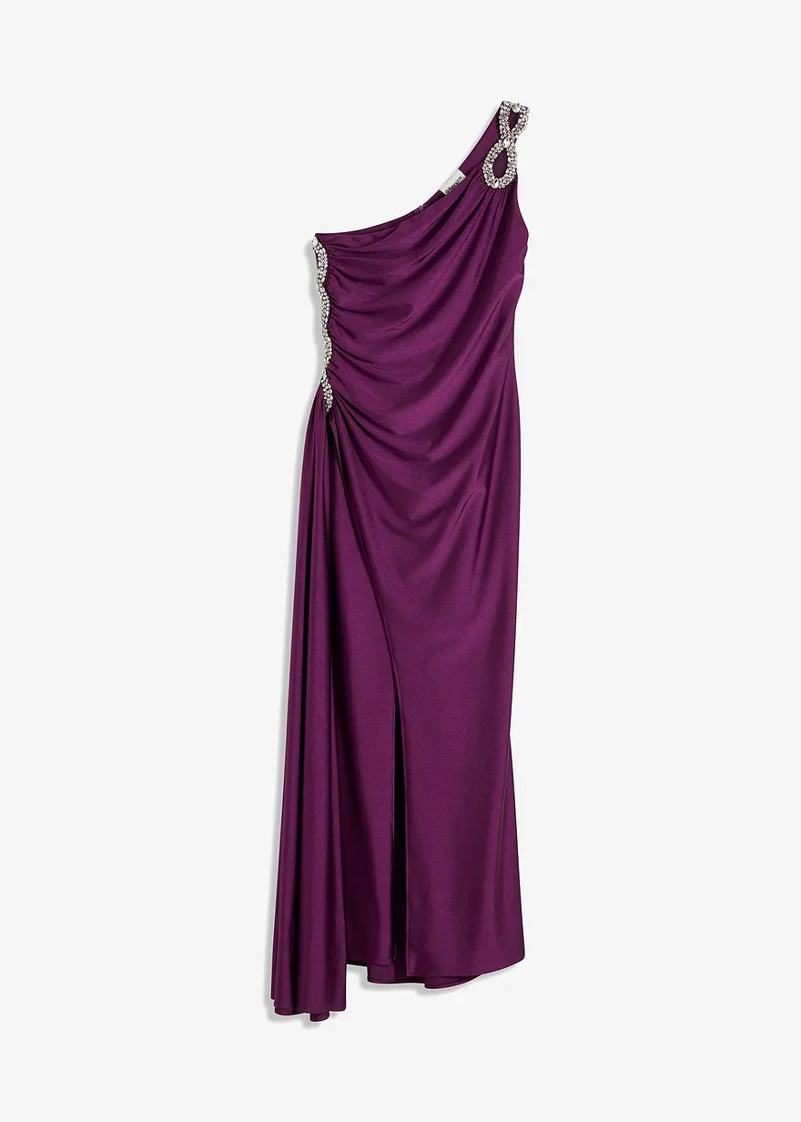 Maxikleid mit Strassstein-Applikation und Raffungen