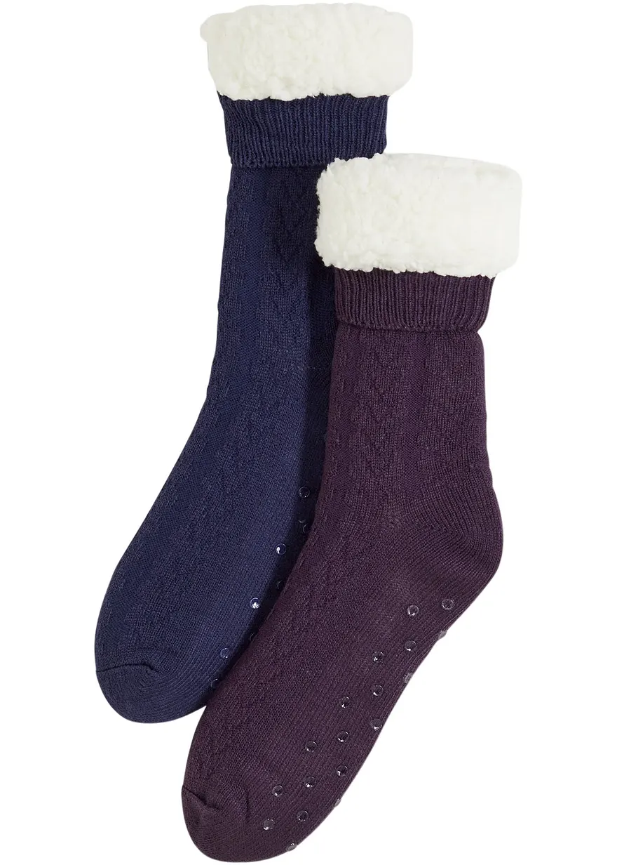 Haussocken mit Teddyfutter mit recyceltem Polyester (2er Pack)