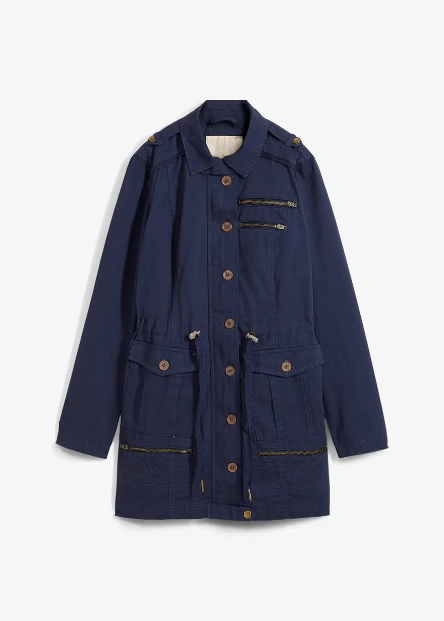 Baumwoll Parka im Utility Stil, halblang