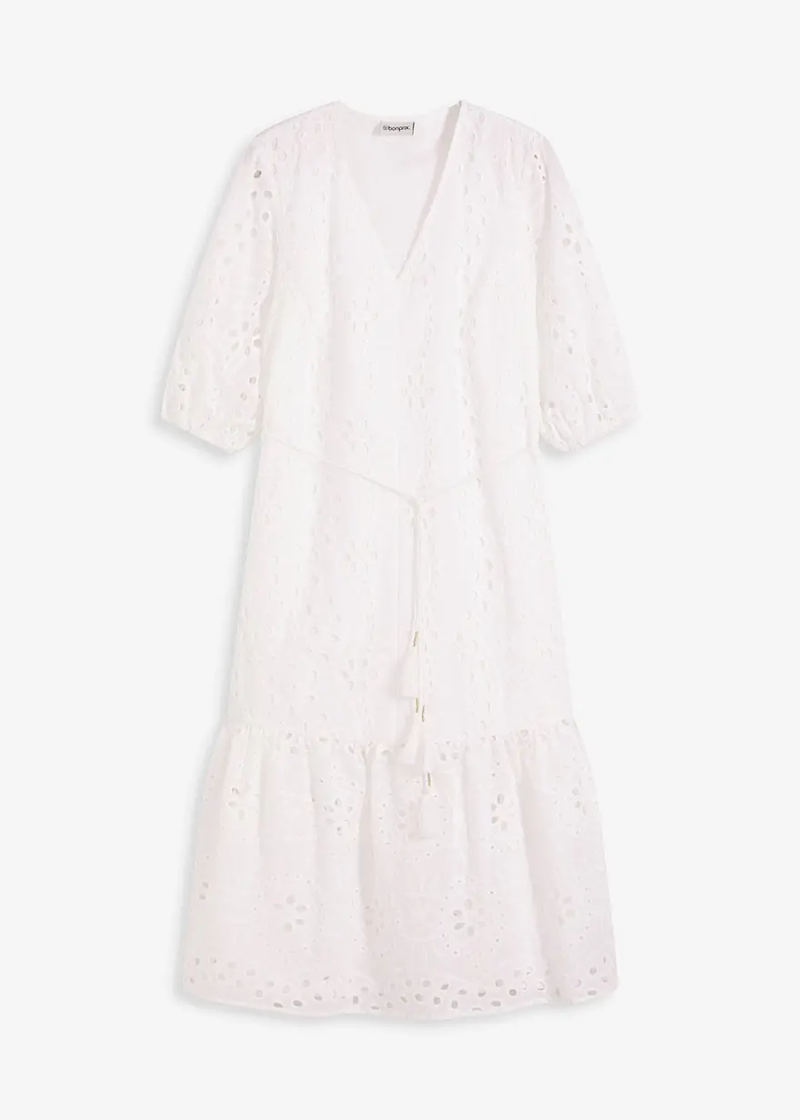 Midikleid mit Lochstickerei