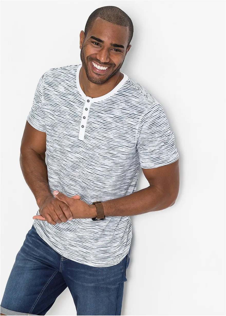 Henleyshirt, aus reiner Baumwolle, Kurzarm