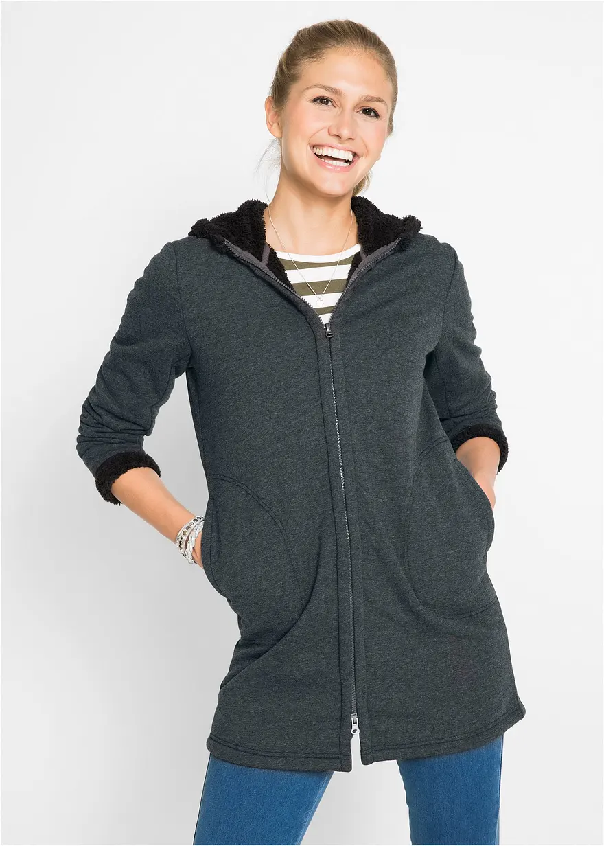 Kapuzen-Sweatjacke mit Teddyfell