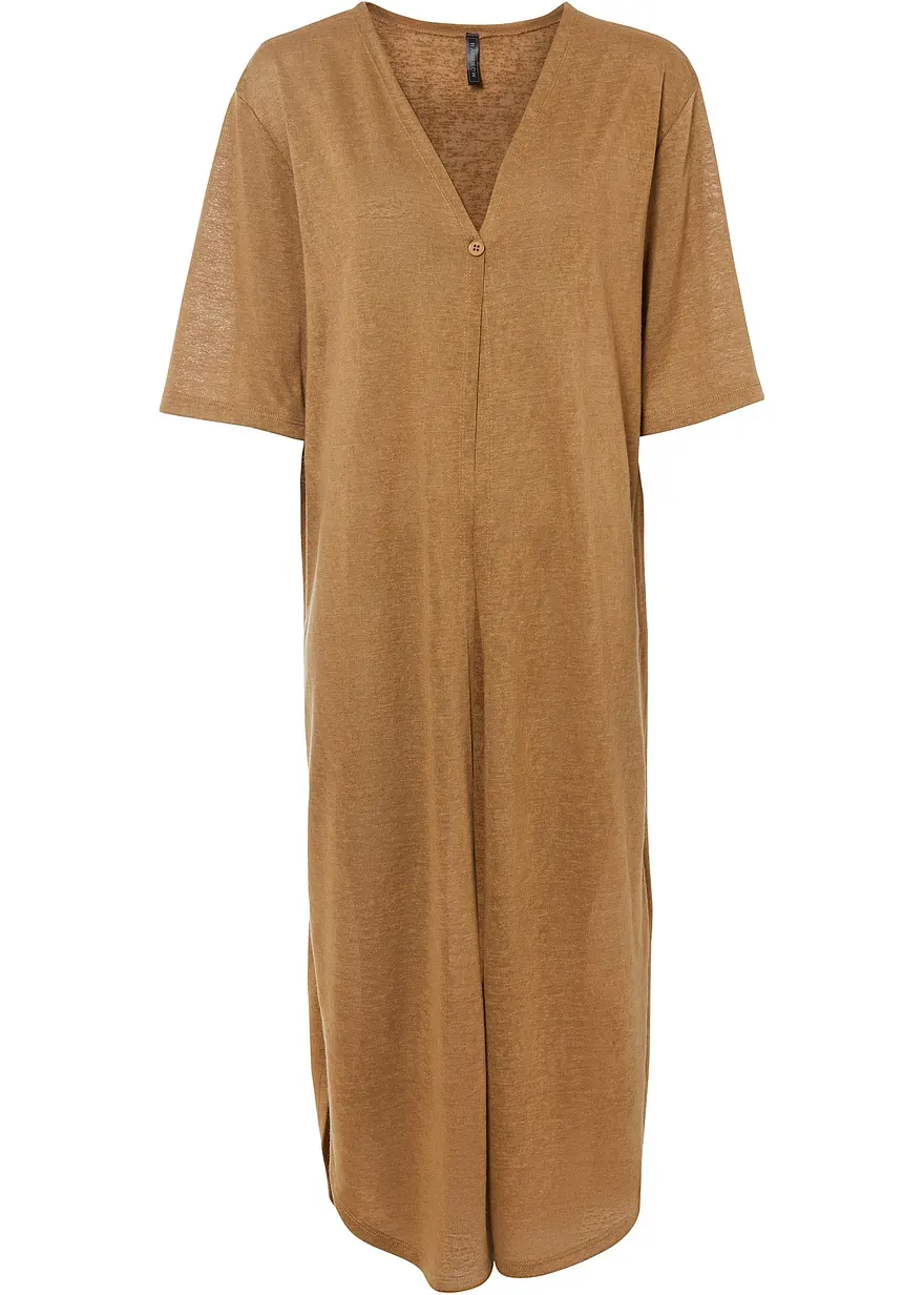 Long-Cardigan in Leinenoptik