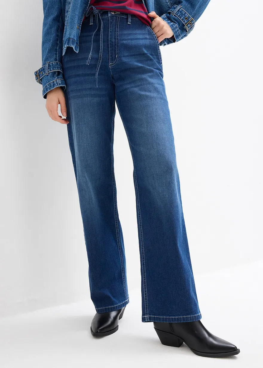 Loose Straight-Jeans, High Waist, Bequembund