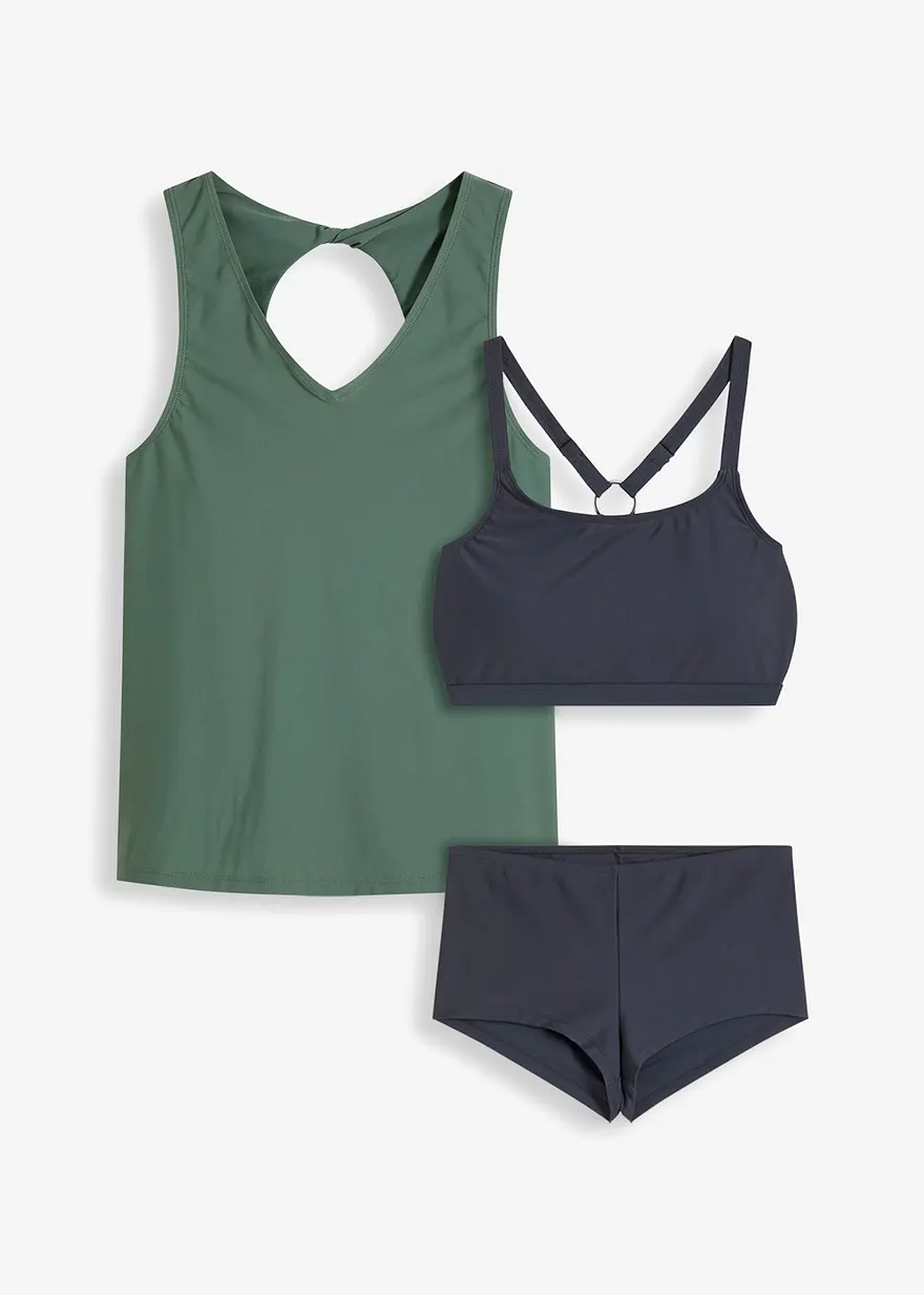 Tankini (3-tlg.Set) mit Bandeau-Bikinioberteil