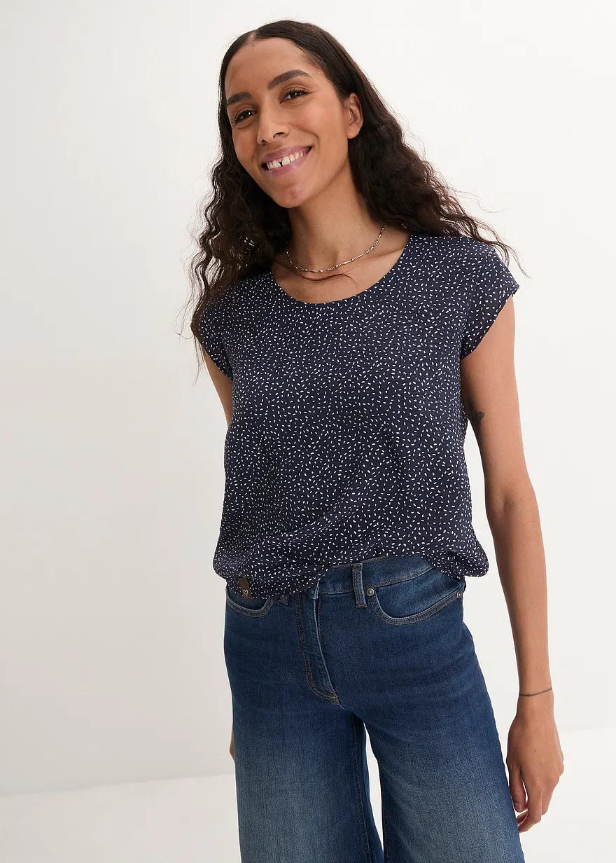 Bedrucktes Blusenshirt, kurzarm