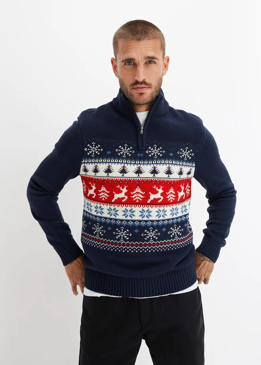 Norweger-Pullover mit Troyerkragen
