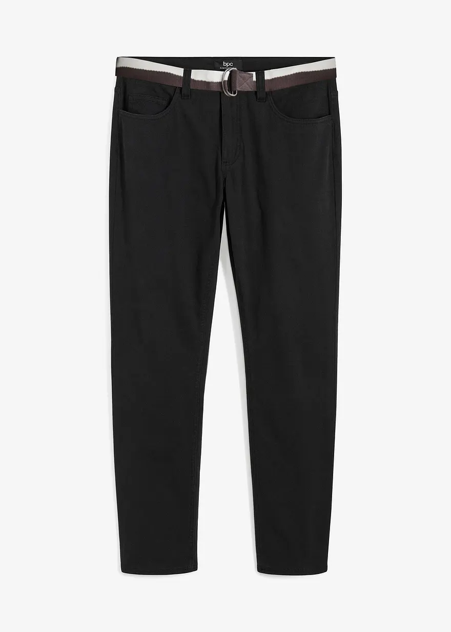 Regular Fit Stretch-Hose mit Gürtel, Straight