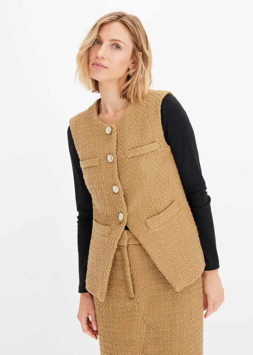 ärmelloser Bouclé-Blazer