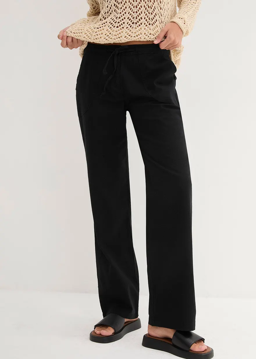Leinen-Hose mit weitem Bein
